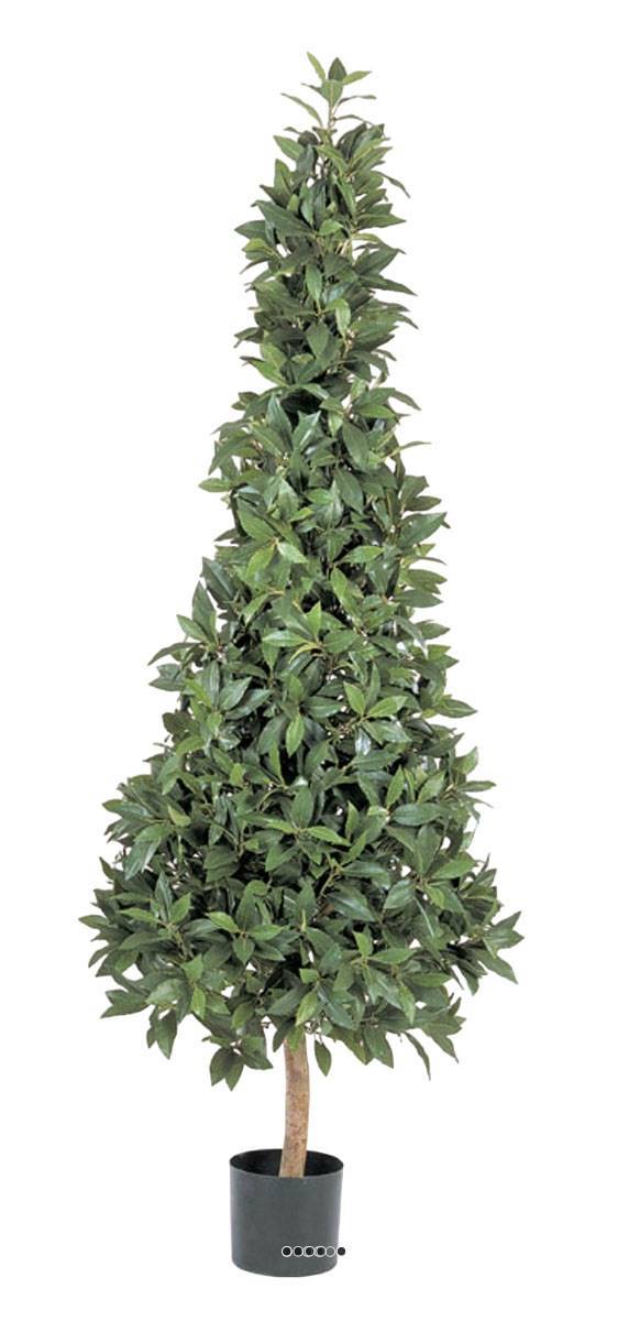 Artificielles - Laurier Pyramide artificiel luxe H 140 cm 1776 feuilles en pot - dimhaut: H 140 cm - couleur: Vert - Imagen 2
