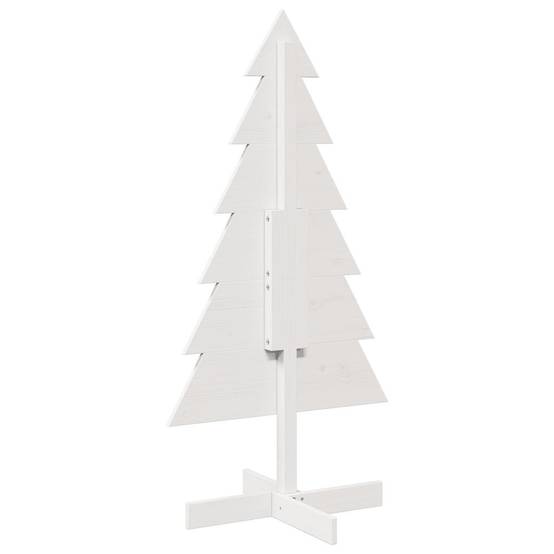 Sapin de Noël en Bois Pin Massif Décoration Intérieure 120 cm Blanc – ComfortXL Outdoor Living - Image 5