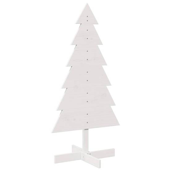 Sapin de Noël en Bois Pin Massif Décoration Intérieure 120 cm Blanc – ComfortXL Outdoor Living - Image 2