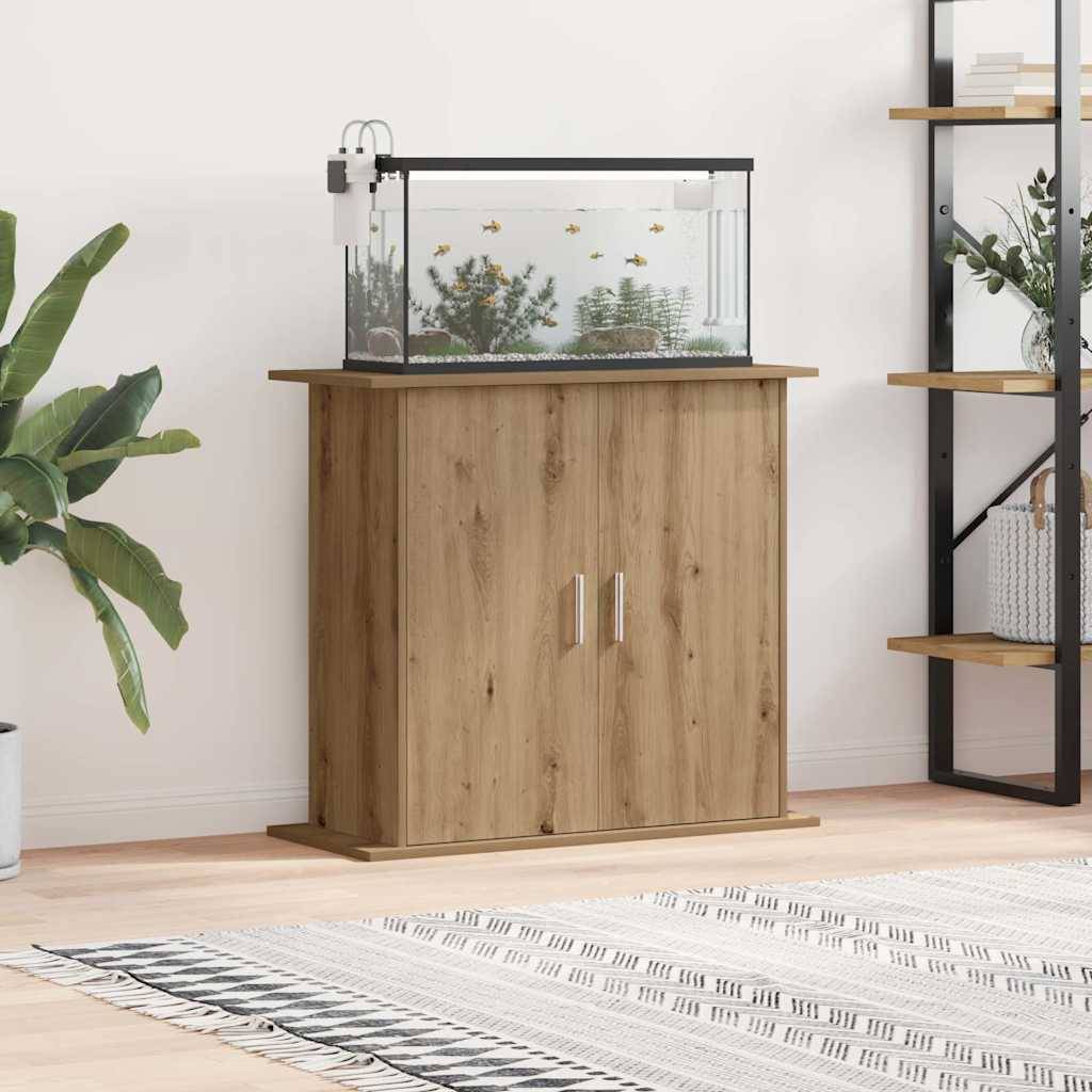 Meuble Aquarium Bois d'Ingénierie Rangement 3 Niveaux 81x36x73 cm Chêne - ComfortXL Outdoor Living - Image 1