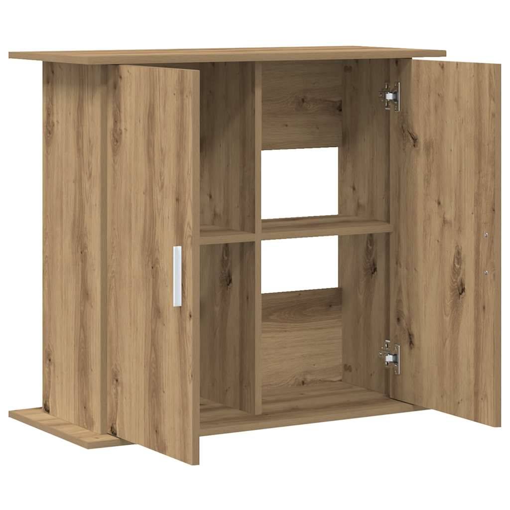 Meuble Aquarium Bois d'Ingénierie Rangement 3 Niveaux 81x36x73 cm Chêne - ComfortXL Outdoor Living - Image 2