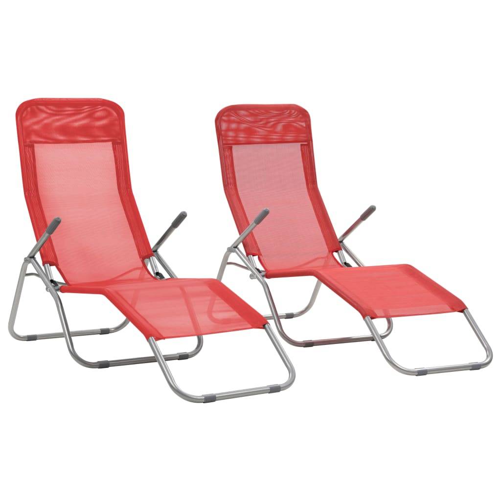Helloshop26 - Chaises longues pliables 2 pièces textilène rouge - Imagen 1