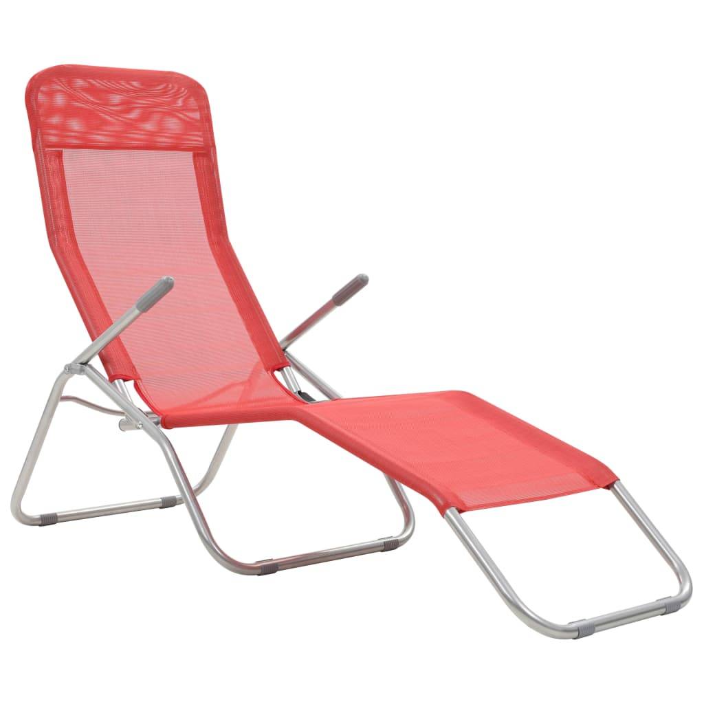 Helloshop26 - Chaises longues pliables 2 pièces textilène rouge - Imagen 2