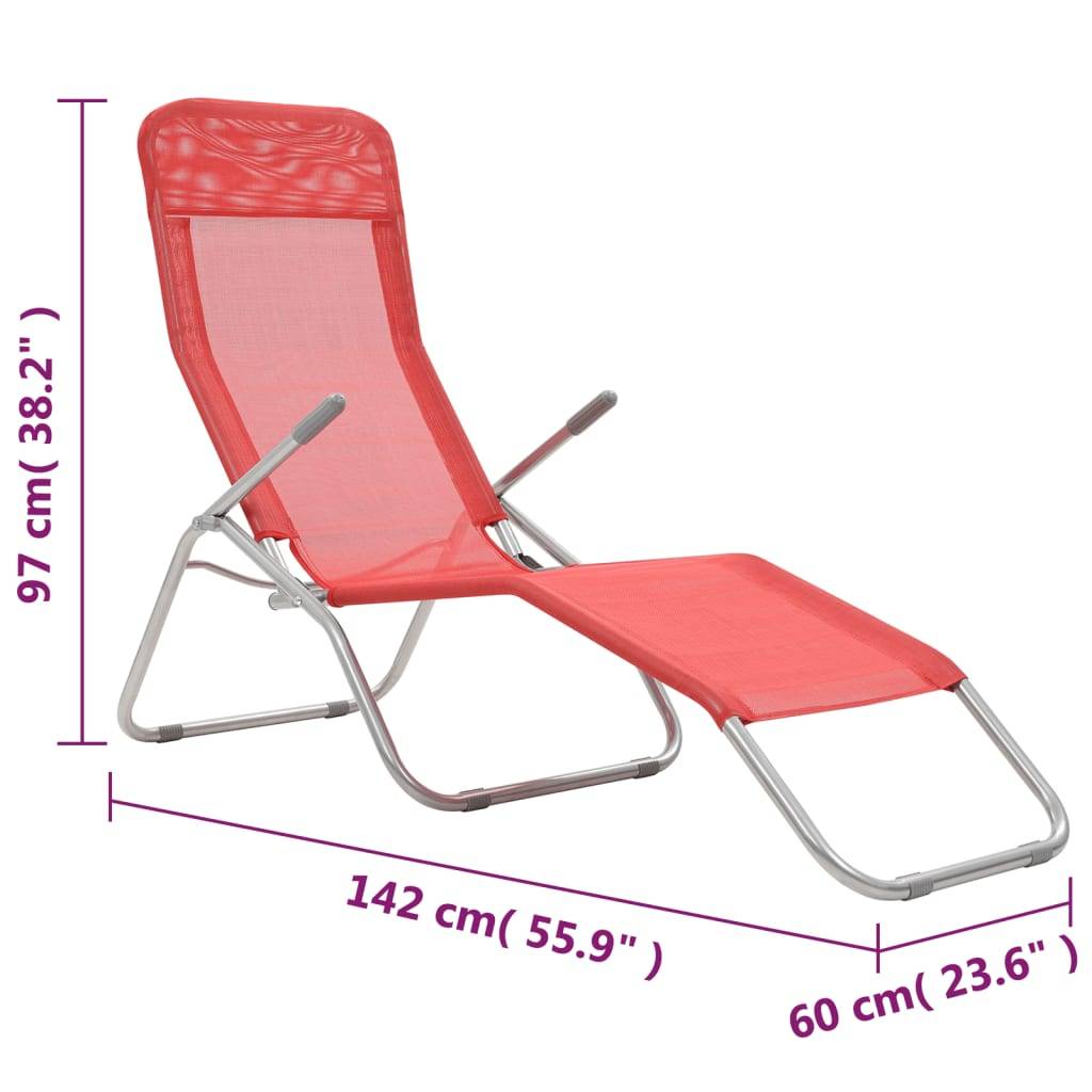 Helloshop26 - Chaises longues pliables 2 pièces textilène rouge - Imagen 8