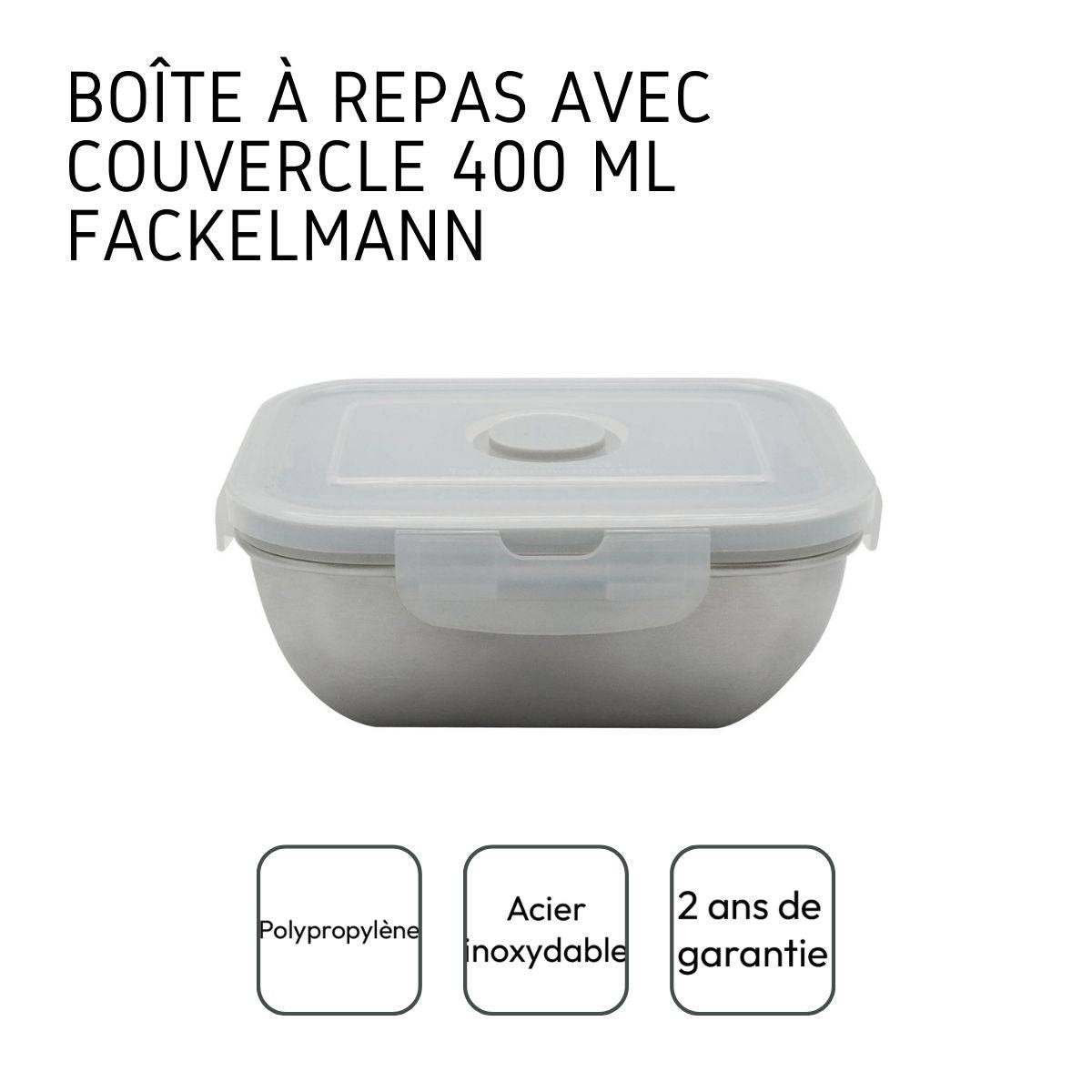 Lunch box inox 400 ml allant au microonde avec couvercle Fackelmann - Image 4