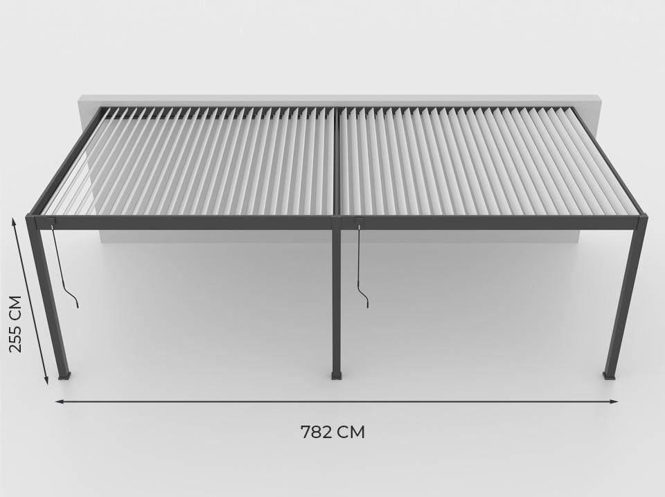 Pergola Bioclimatique Aluminium Adossée 32m² - 4x8m - Kit LED Inclus  - Anthracite - 50 lames en Aluminium a 120 degrés - HALO - Imagen 8