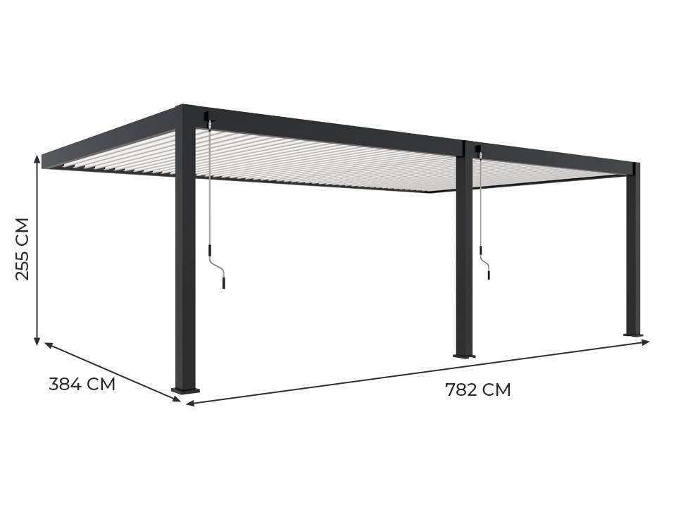 Pergola Bioclimatique Aluminium Adossée 32m² - 4x8m - Kit LED Inclus  - Anthracite - 50 lames en Aluminium a 120 degrés - HALO - Imagen 7