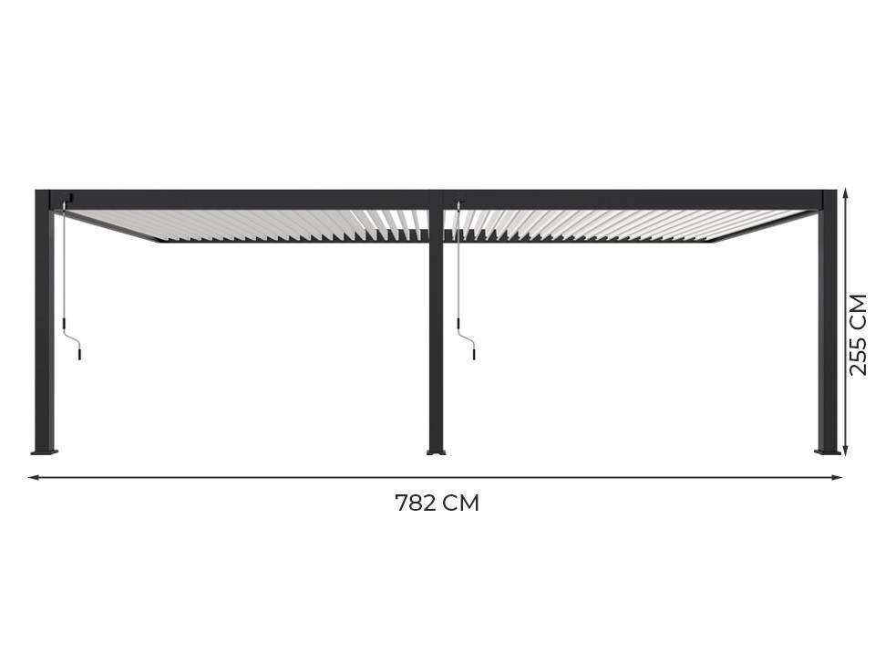 Pergola Bioclimatique Aluminium Adossée 32m² - 4x8m - Kit LED Inclus  - Anthracite - 50 lames en Aluminium a 120 degrés - HALO - Imagen 6