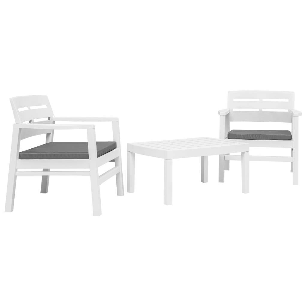 Vidaxl - Salon de jardin 3 pcs Plastique Blanc vidaXL 45620 - Image 1