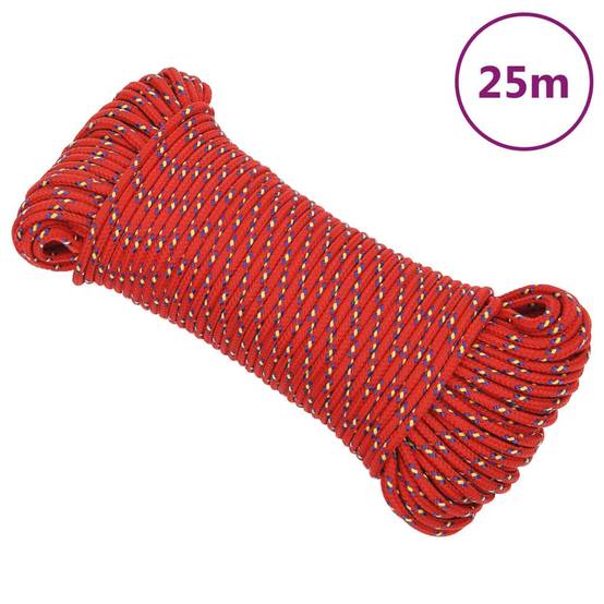 Corde Polypropylène Tressée Rouge 30 M X 10 Mm - Résistance 1380 Kg Pour Bateau, Yacht, Voile