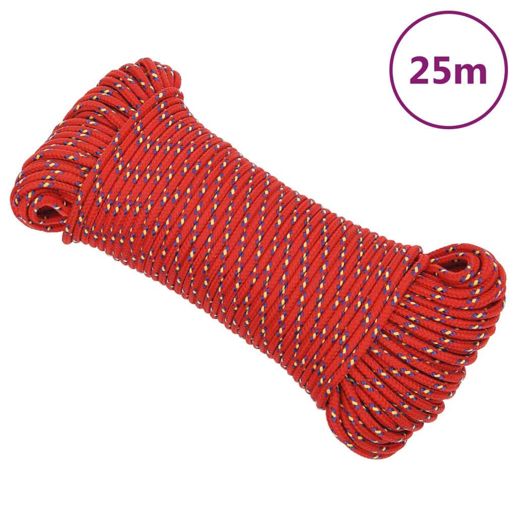 Corde Polypropylène Tressée Rouge 30 M X 10 Mm - Résistance 1380 Kg Pour Bateau, Yacht, Voile