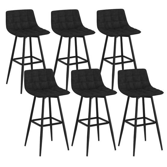 Lot de 6 tabourets de bar MADY en velours noir - Image 2