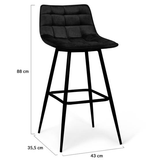 Lot de 6 tabourets de bar MADY en velours noir - Image 5