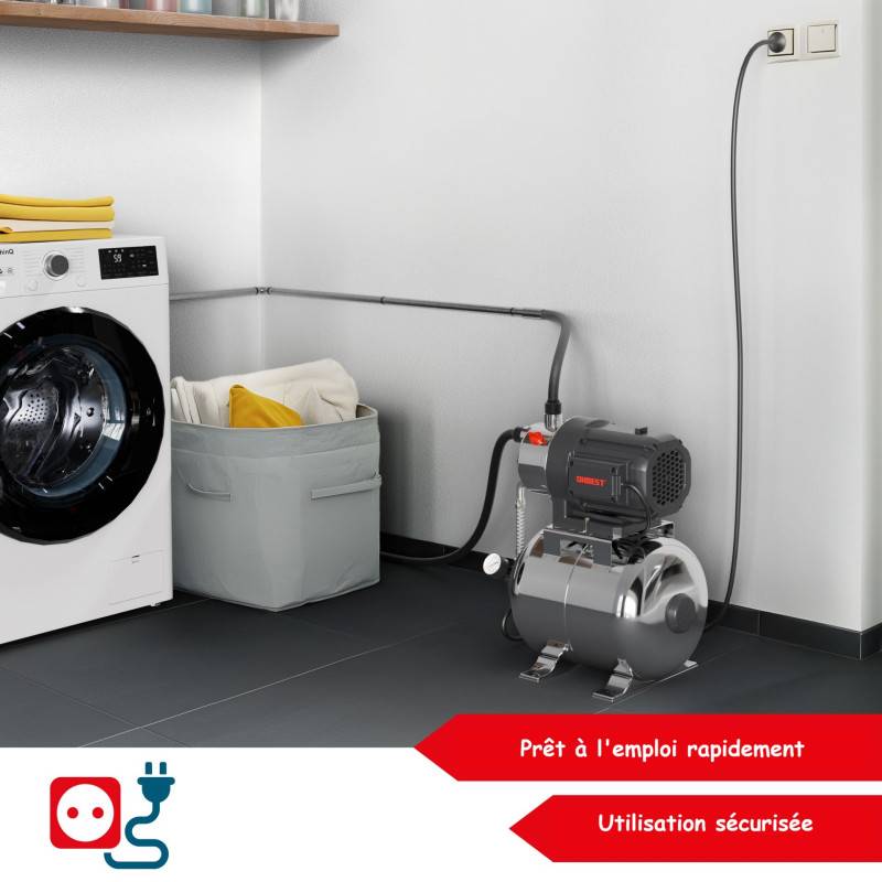 BB Loisir - Surpresseur automatique domestique 1300W en acier inoxydable de 20 l idéal jardin et maison - Image 4