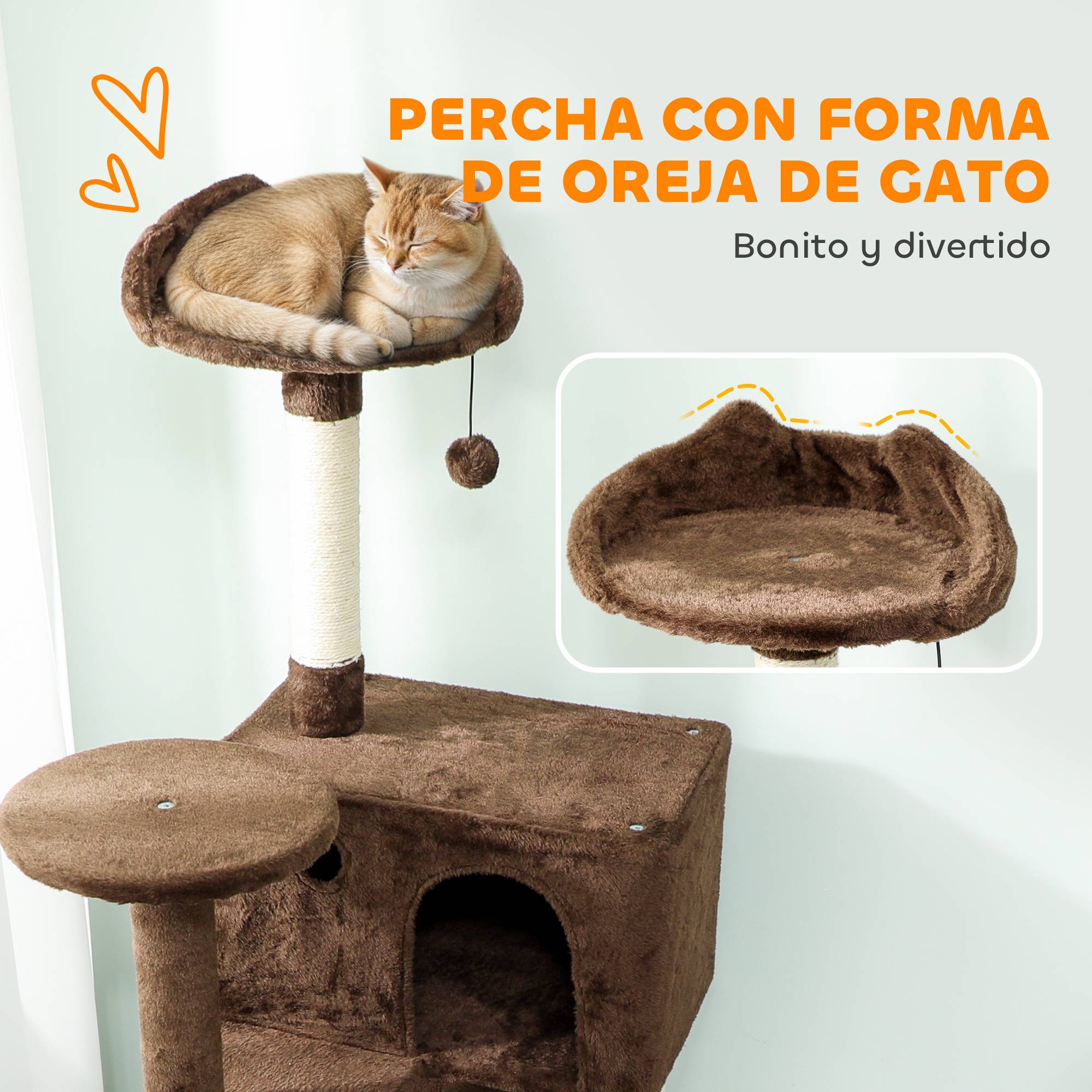 Grand Arbre à Chat 180cm Tour d'Activité avec 2 Niches Hamac et Échelle Marron - ComfortXL Outdoor Living - Image 7