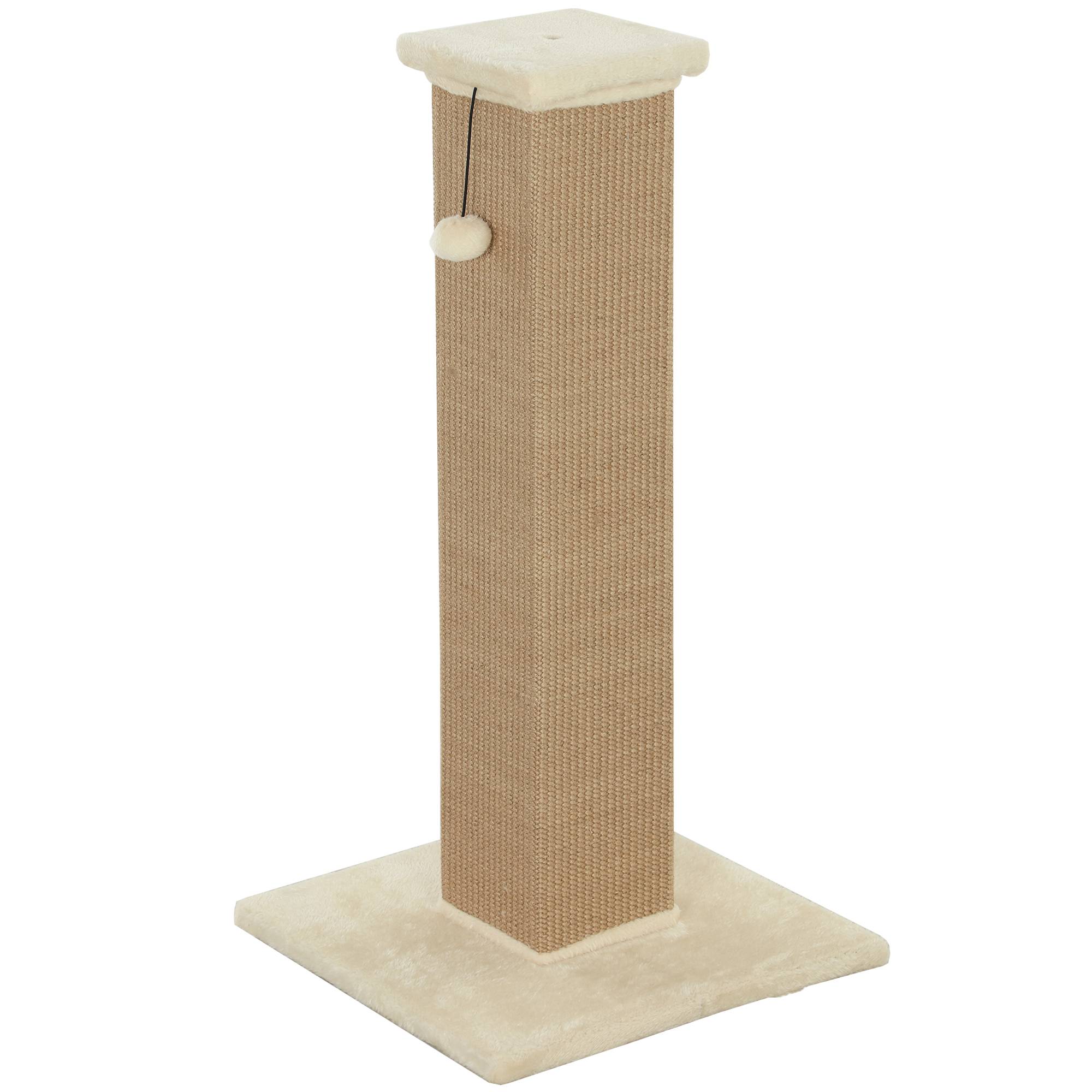 ComfortXL - Poteau griffoir pour chat en sisal et peluche beige 41 x 41 x 81 cm avec balle suspendue et base stable - Image 10