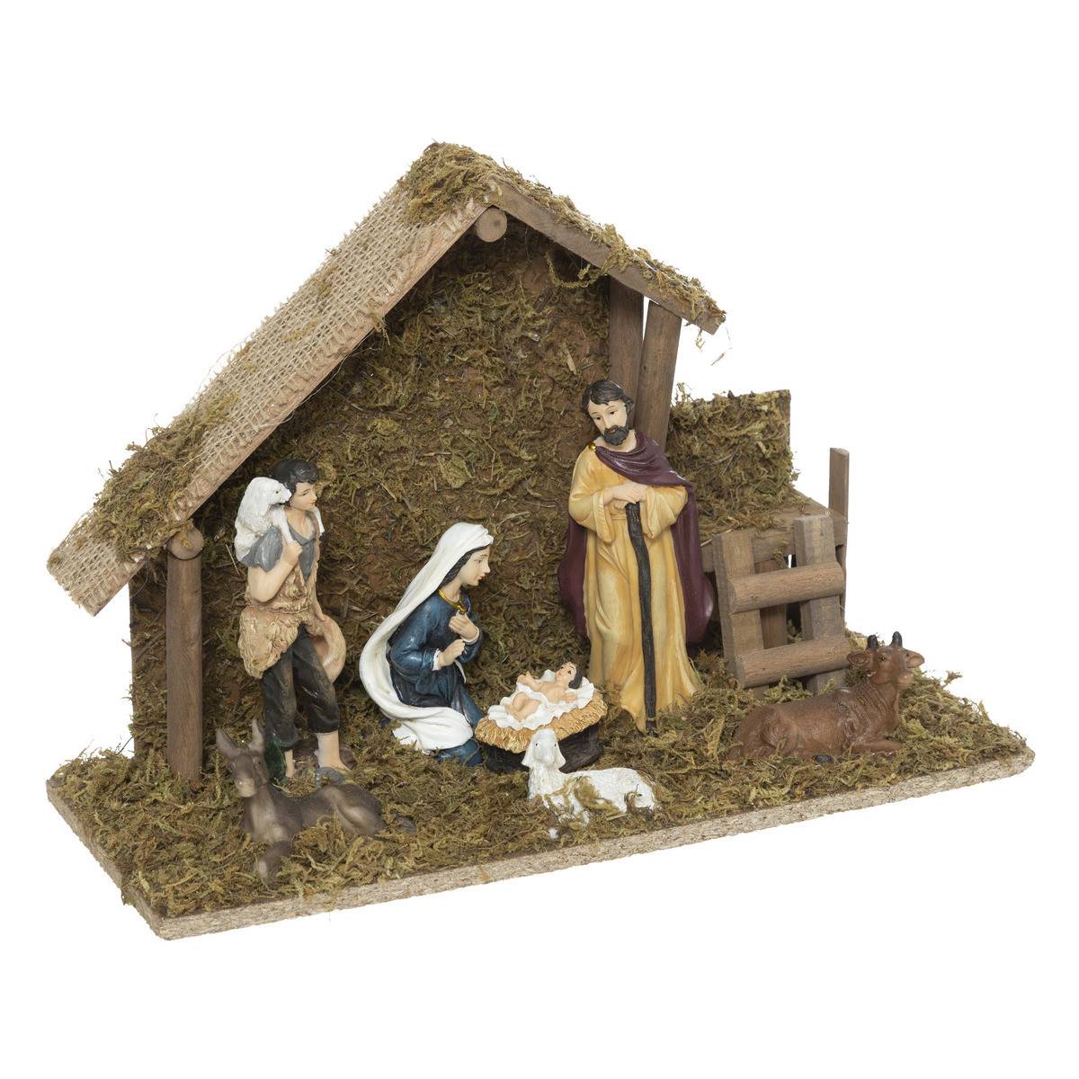 Crèche de Noël lumineuse 5 microLED avec 7 Santons - Image 1