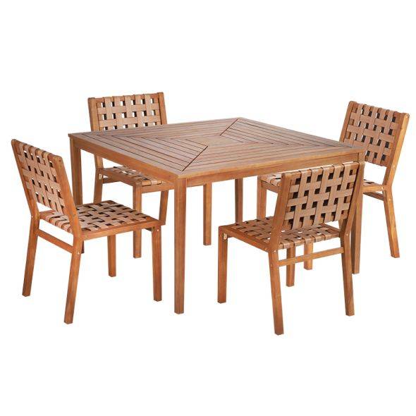 Beau Rivage - Ensemble table et chaises de jardin ABANA en bois d'acacia et résine plate Beau Rivage - Imagen 1