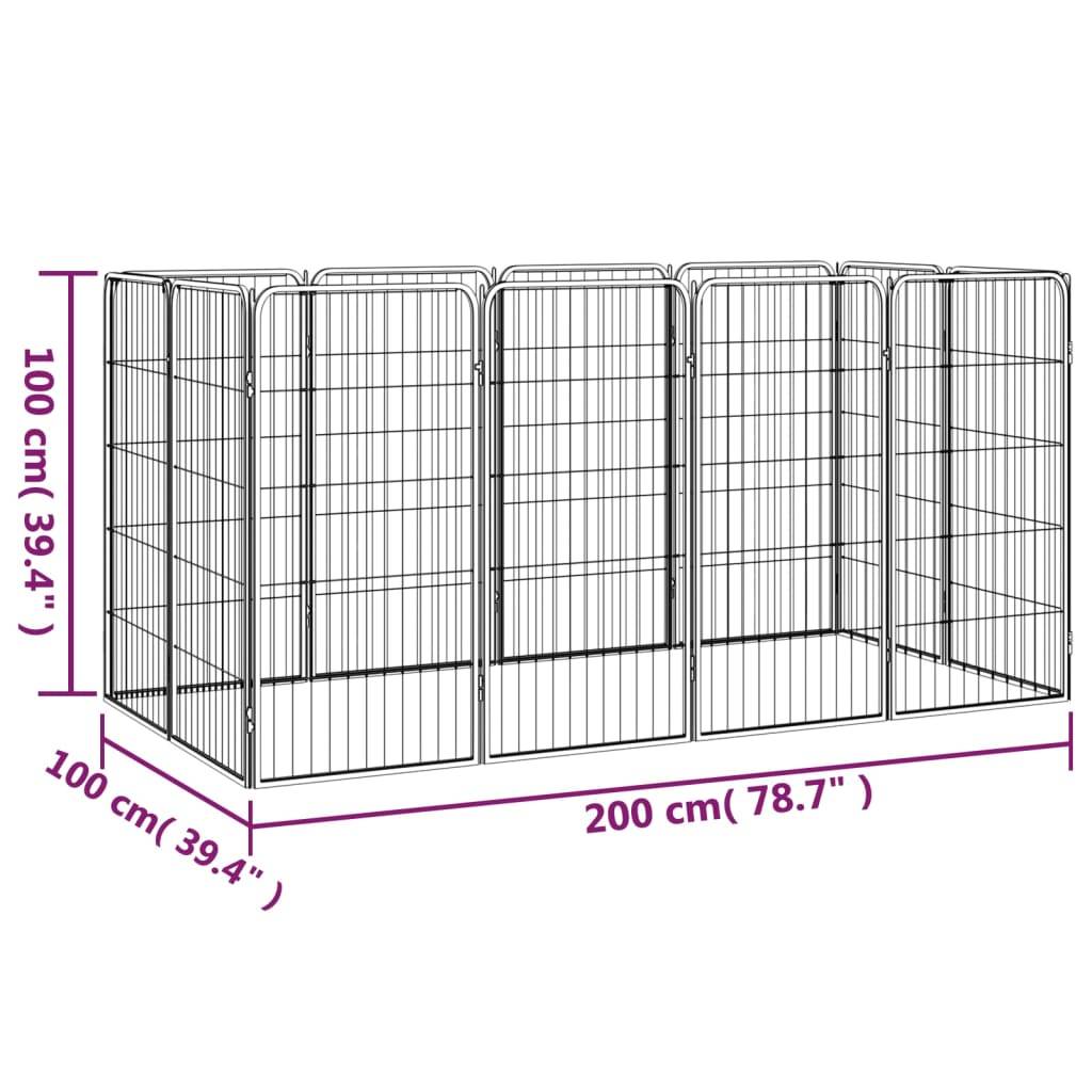 Vidaxl - Parc pour chien 12panneaux Noir 50x100cm Acier enduit de poudre vidaXL 3115959 - Imagen 3