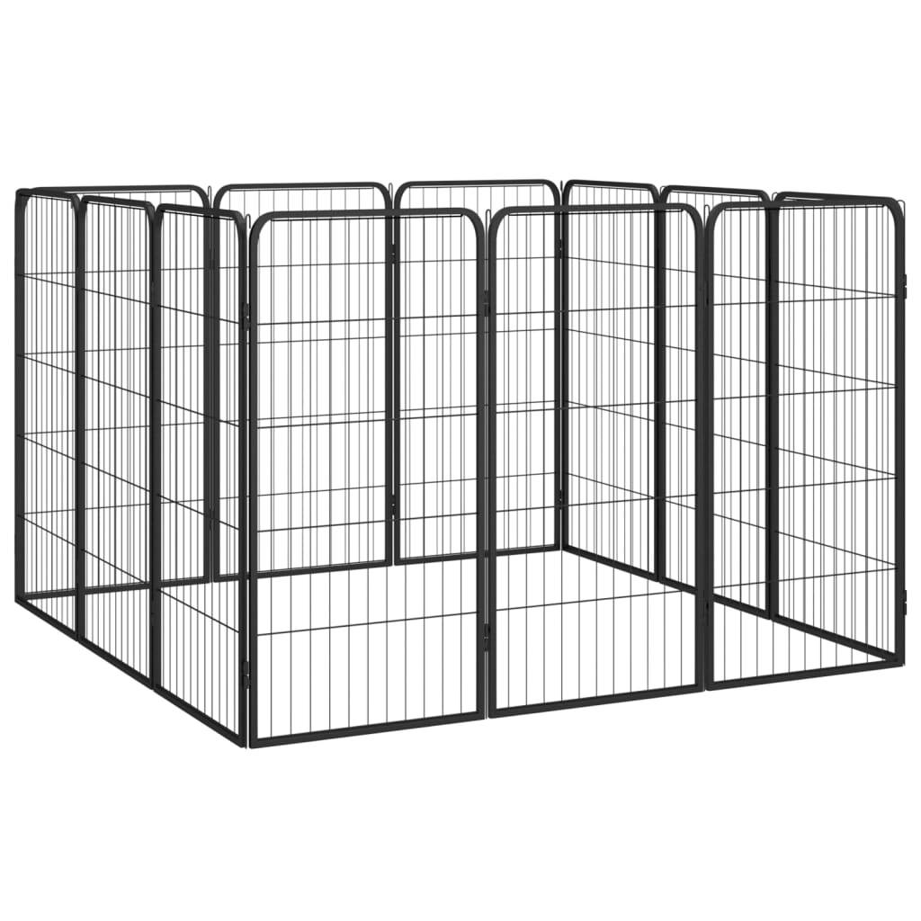 Vidaxl - Parc pour chien 12panneaux Noir 50x100cm Acier enduit de poudre vidaXL 3115959 - Imagen 7