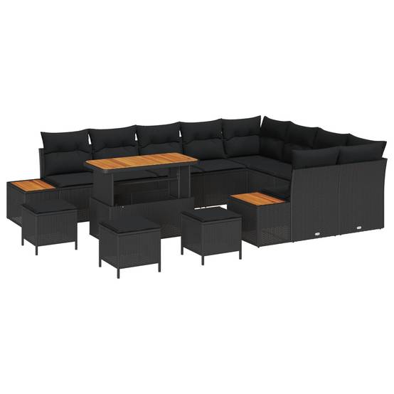 ComfortXL - Salon de Jardin Noir Poly Rotin & Coussins – Ensemble Canapé Modulaire avec Rangement – ComfortXL Outdoor Living - Image 1