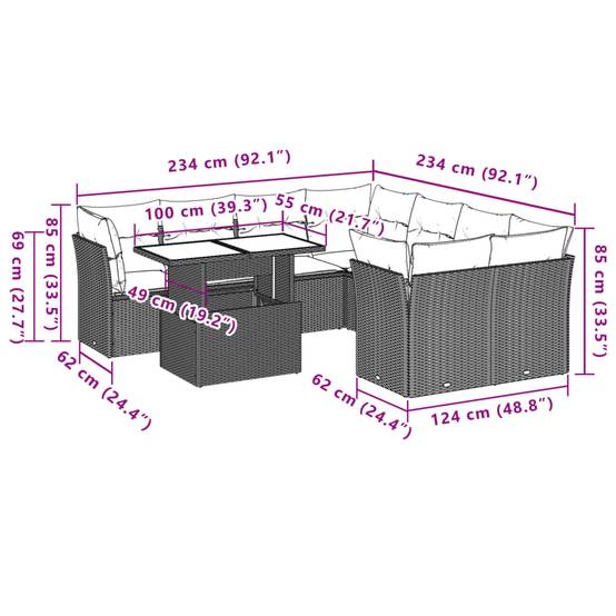 ComfortXL - Salon de jardin 8 places résine tressée avec table à hauteur réglable pour repas extérieur Beige – ComfortXL Outdoor Living - Image 9
