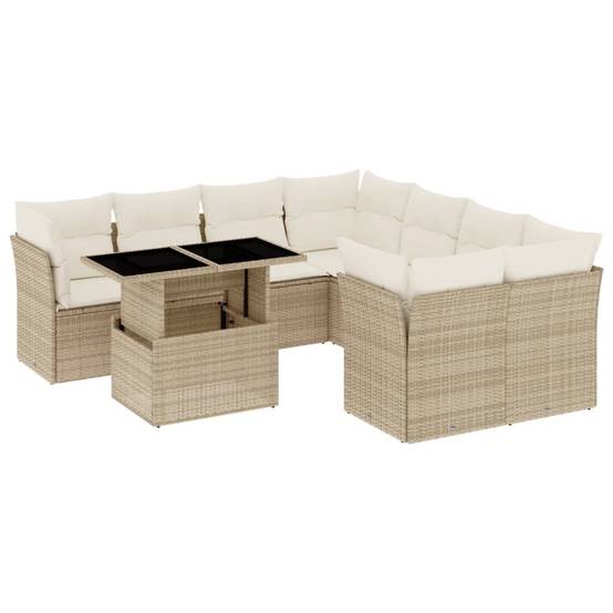 ComfortXL - Salon de jardin 8 places résine tressée avec table à hauteur réglable pour repas extérieur Beige – ComfortXL Outdoor Living - Image 2