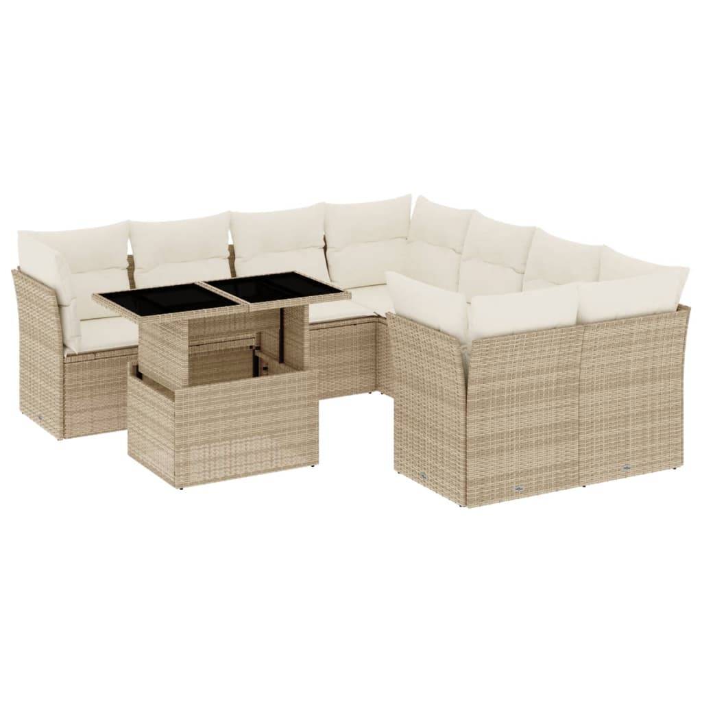 ComfortXL - Salon de jardin 8 places résine tressée avec table à hauteur réglable pour repas extérieur Beige – ComfortXL Outdoor Living - Image 2