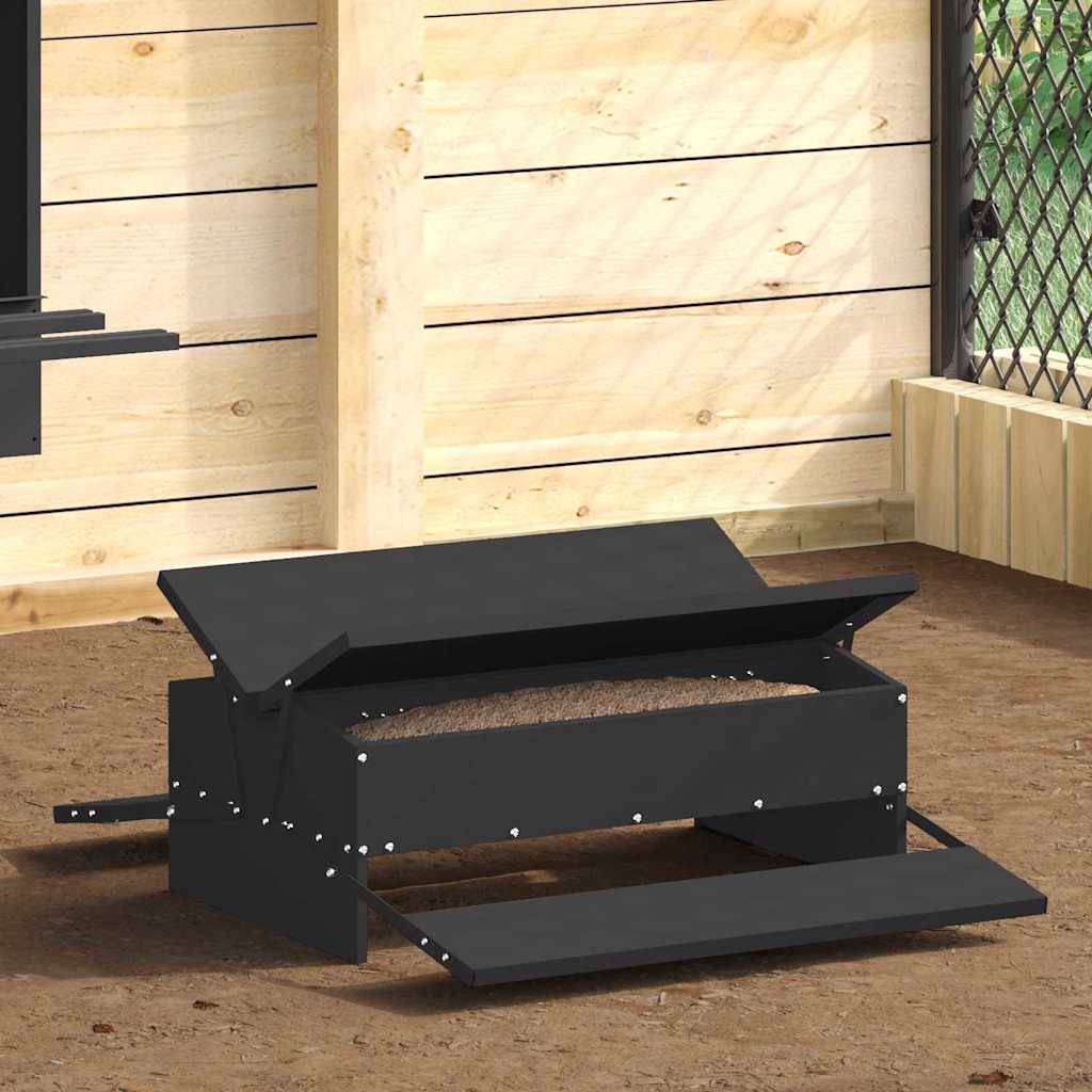 Mangeoire Automatique Volaille Acier Pédale 10kg Noir - ComfortXL Outdoor Living - Image 1