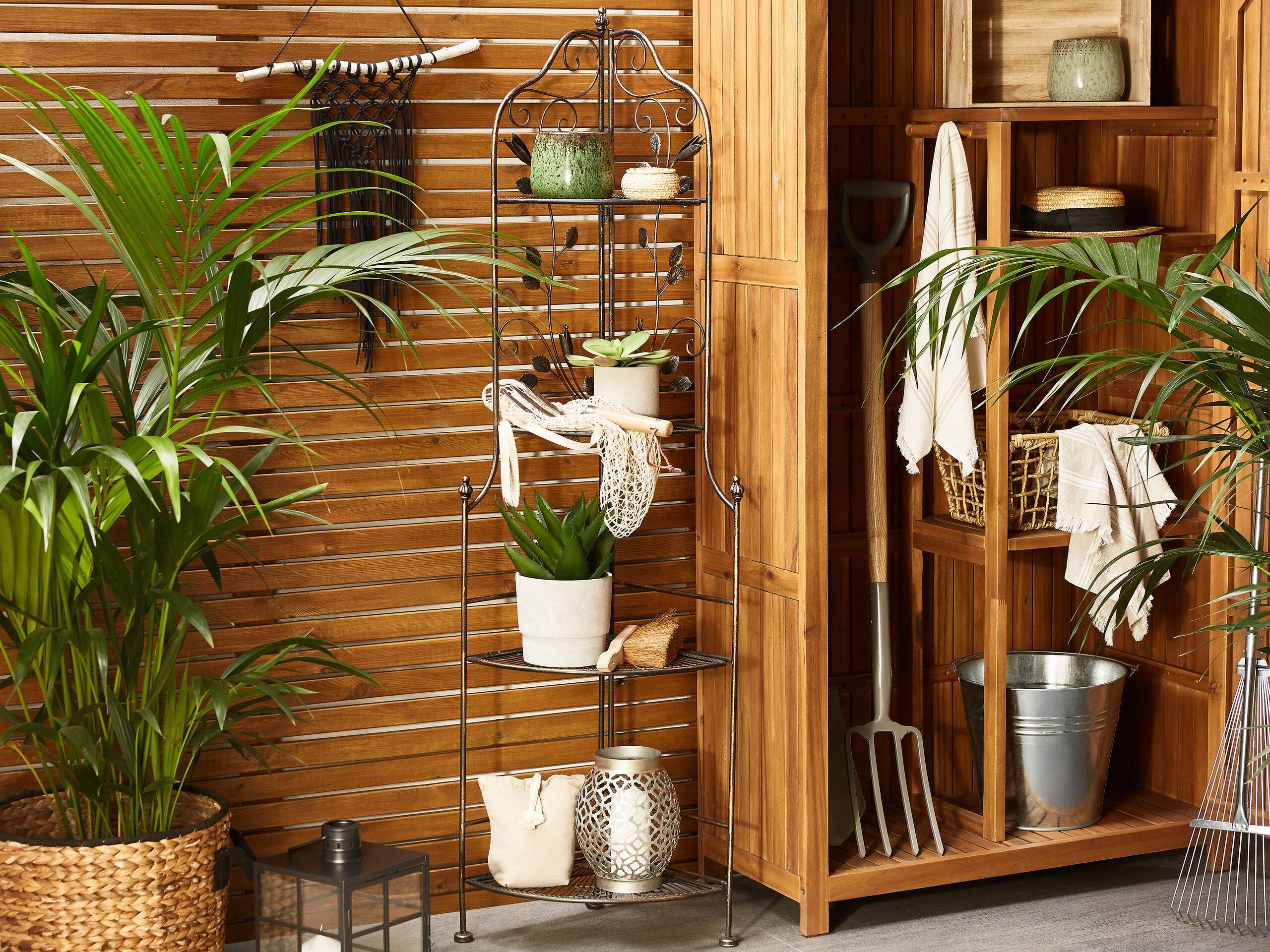 Étagère Angle Extérieur et Intérieur pour Plantes Noire 4 Niveaux Rangement pour Jardin ou Salle de Bain Traditionnelle et Romantique Beliani - Image 2