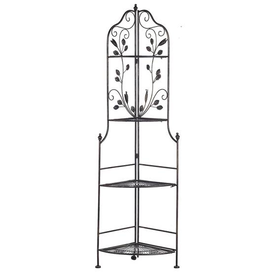 Étagère Angle Extérieur et Intérieur pour Plantes Noire 4 Niveaux Rangement pour Jardin ou Salle de Bain Traditionnelle et Romantique Beliani - Image 1