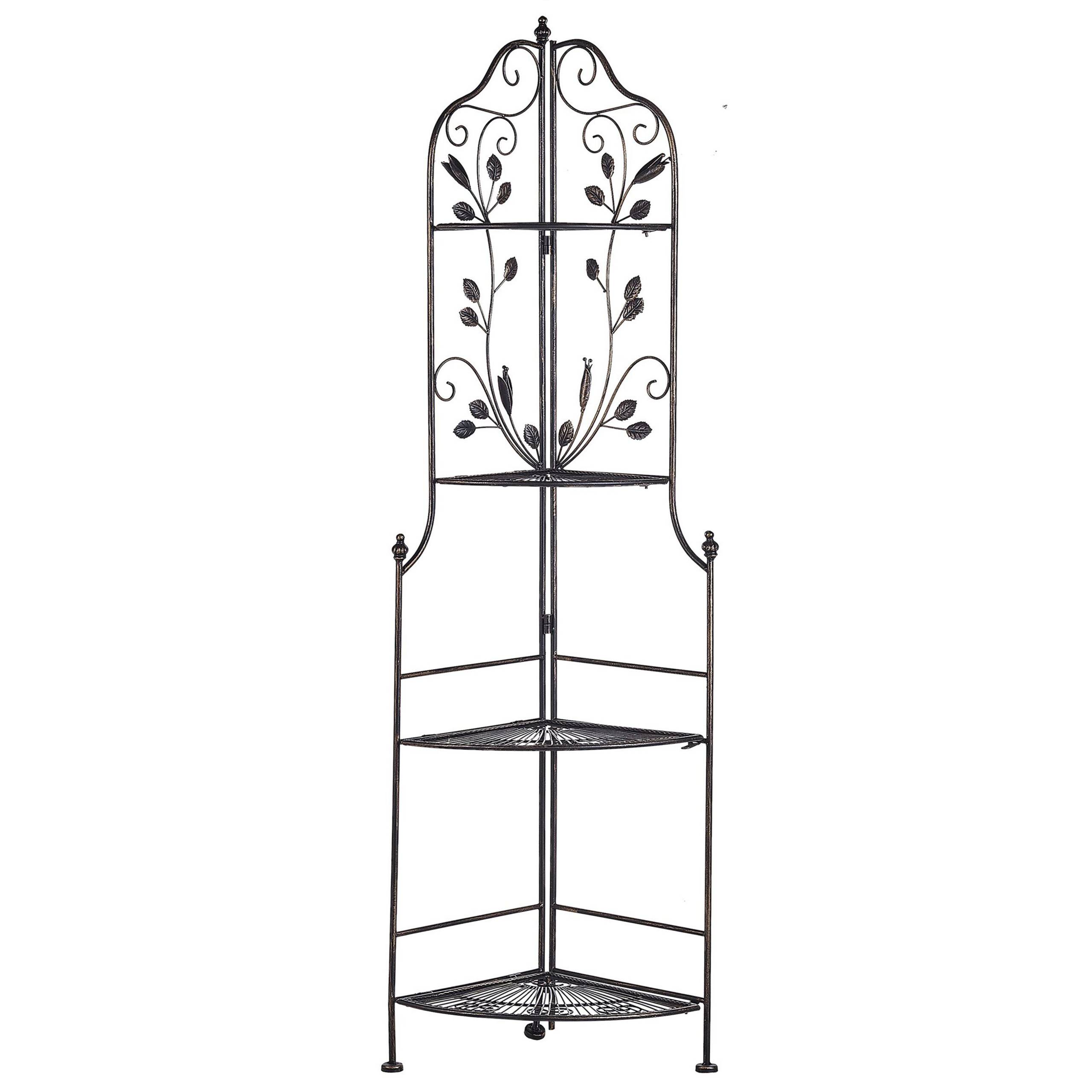 Étagère Angle Extérieur et Intérieur pour Plantes Noire 4 Niveaux Rangement pour Jardin ou Salle de Bain Traditionnelle et Romantique Beliani - Image 1