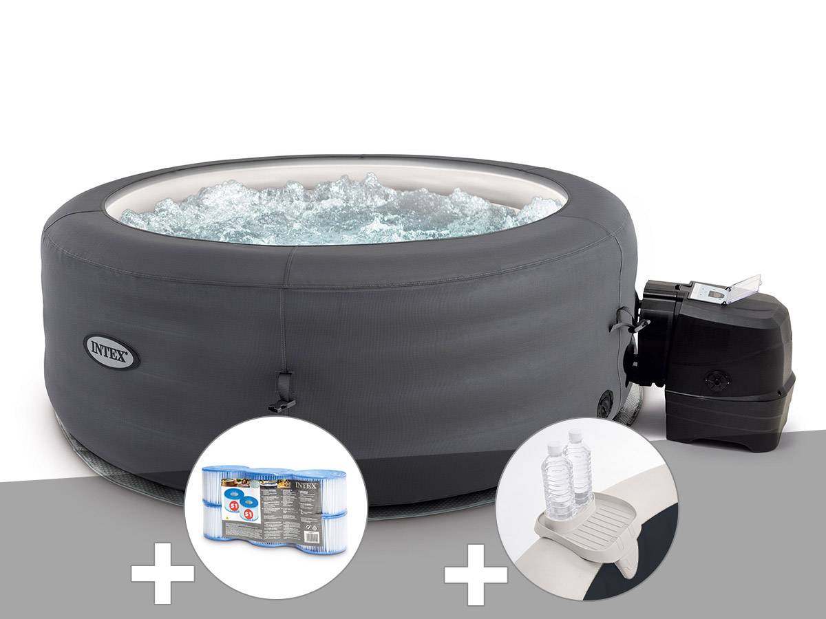Kit spa gonflable Intex PureSpa Access rond Bulles 4 places + 6 filtres + Porte-verre - Imagen 1
