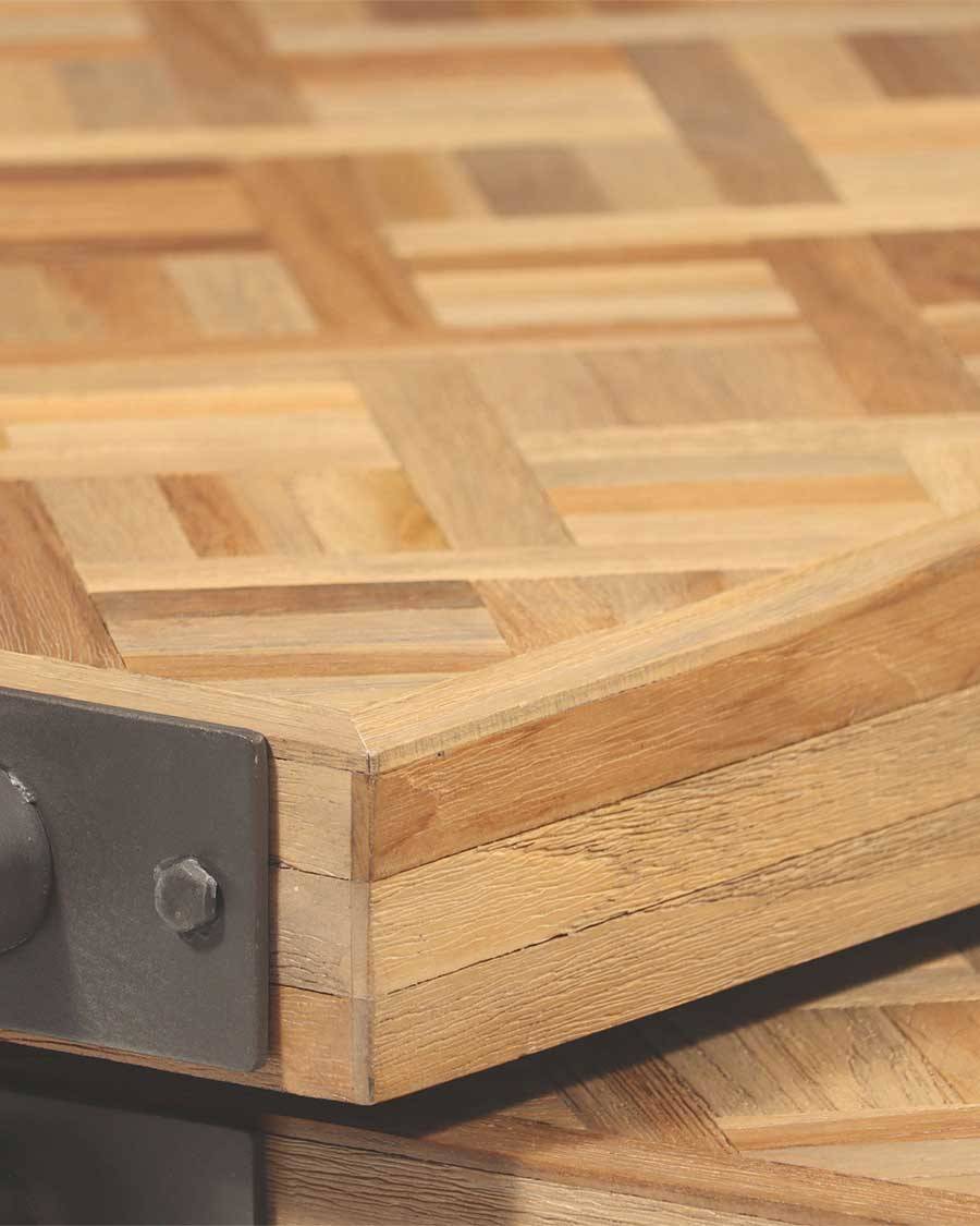 Loft - Table basse carrée gigogne en teck motif chevron - UNIQKA - Imagen 6
