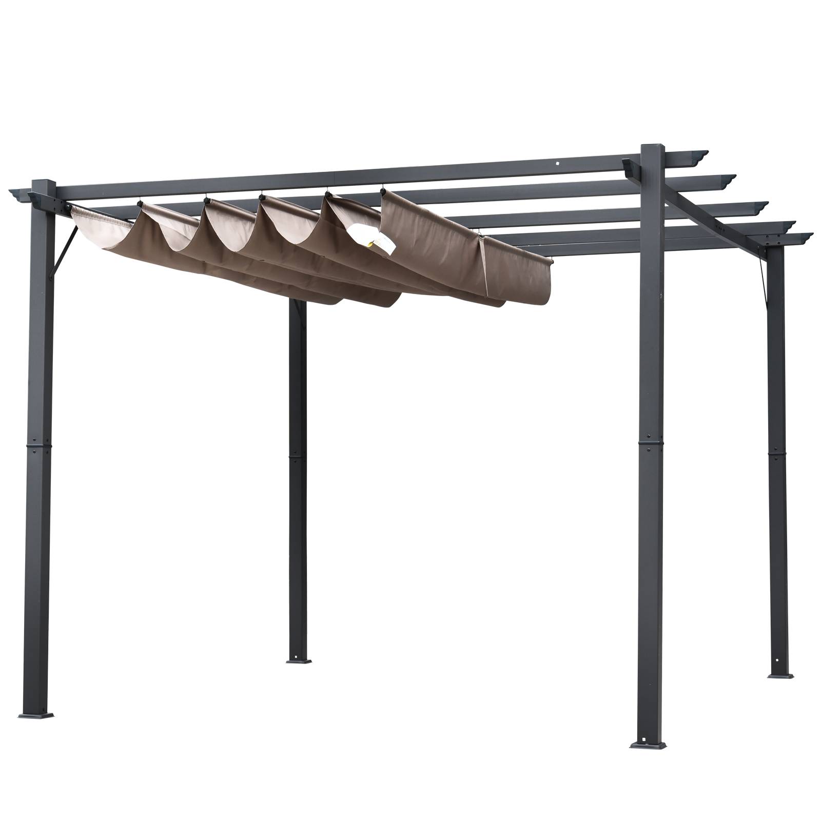Pergola de Jardin Aluminium Terrasse Toit Coulissant Anti-UV 3x3m Gris - ComfortXL Outdoor Living - Image 2