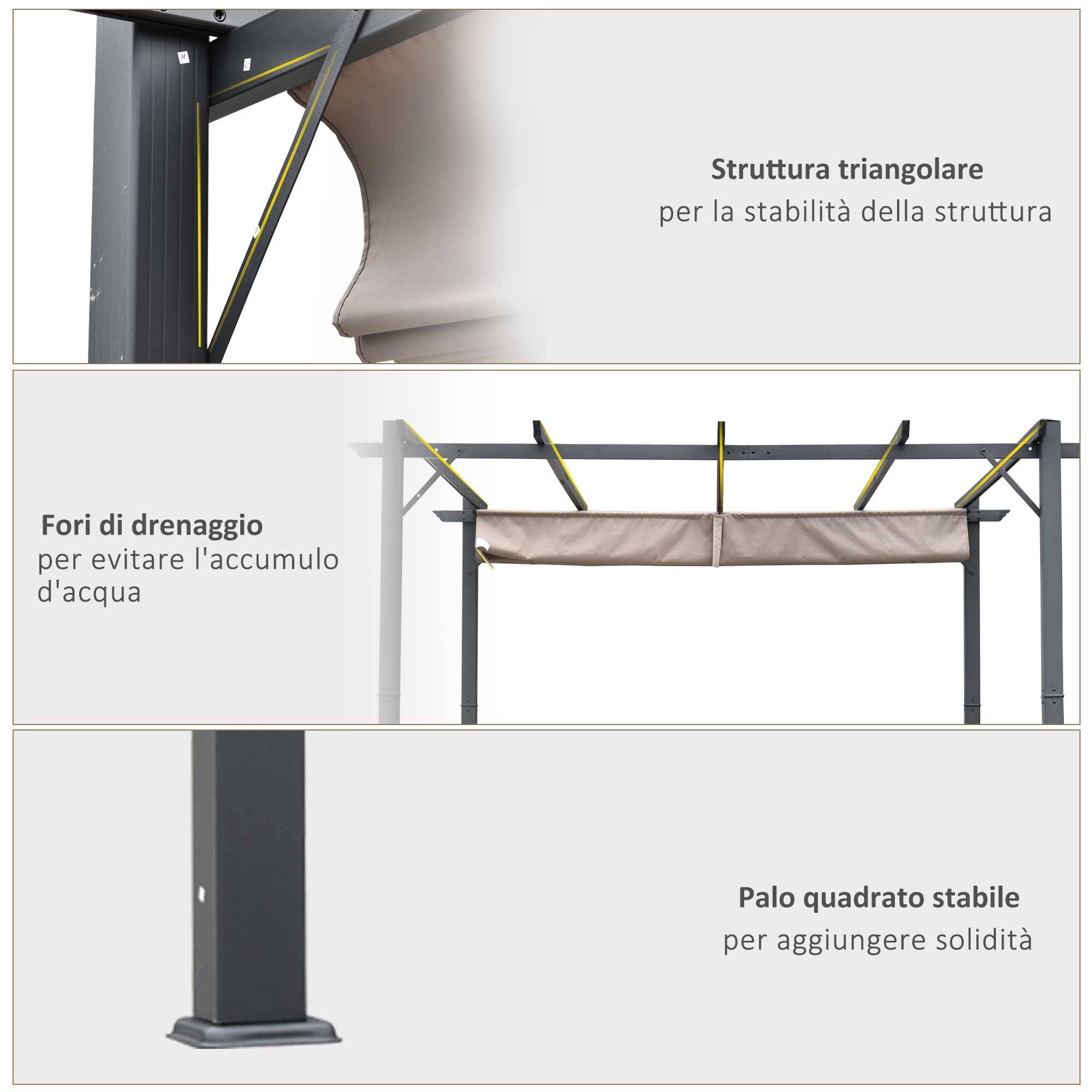 Pergola de Jardin Aluminium Terrasse Toit Coulissant Anti-UV 3x3m Gris - ComfortXL Outdoor Living - Image 8