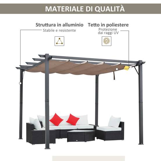 Pergola de Jardin Aluminium Terrasse Toit Coulissant Anti-UV 3x3m Gris - ComfortXL Outdoor Living - Image 7