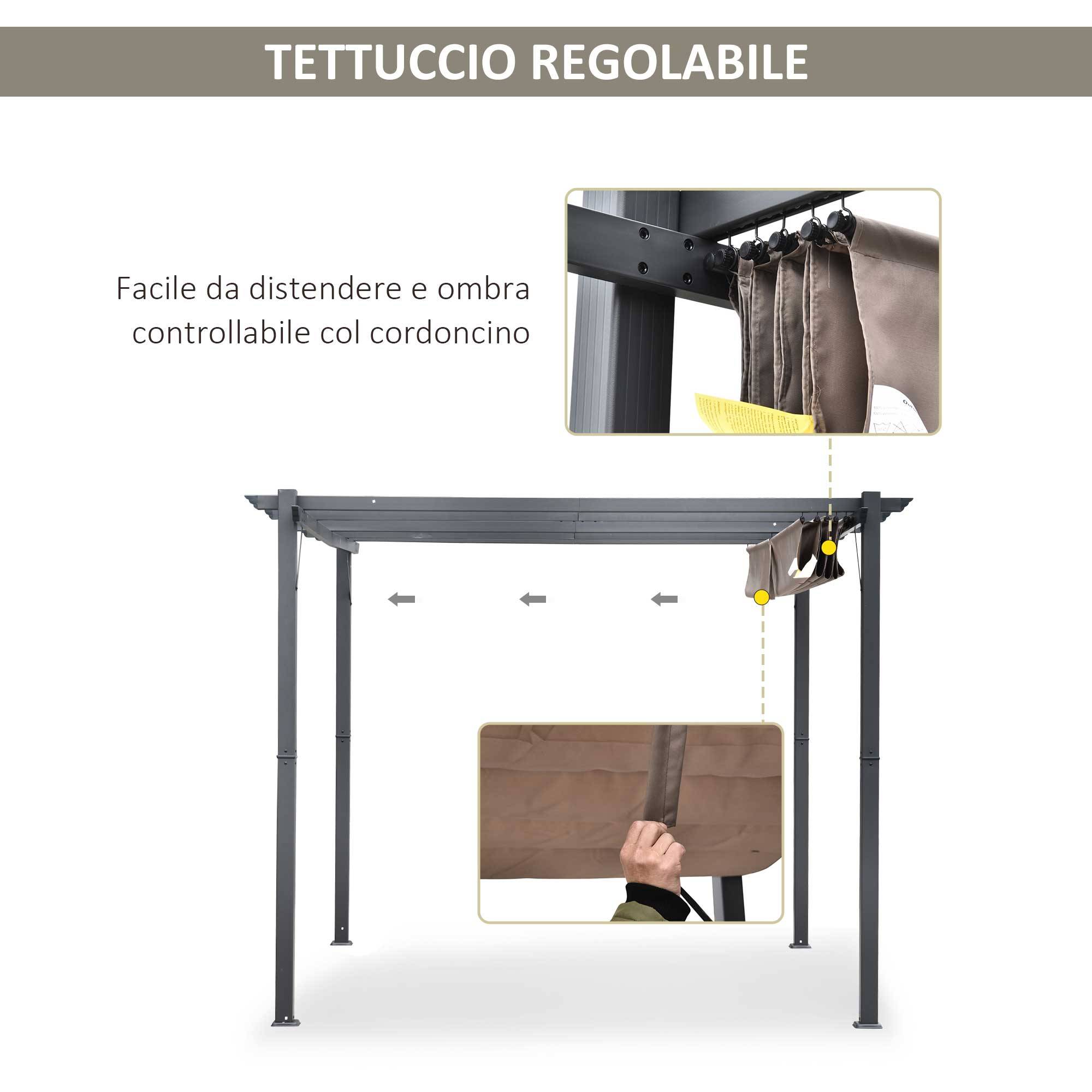 Pergola de Jardin Aluminium Terrasse Toit Coulissant Anti-UV 3x3m Gris - ComfortXL Outdoor Living - Image 6