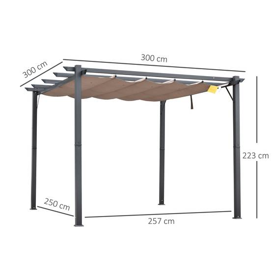 Pergola de Jardin Aluminium Terrasse Toit Coulissant Anti-UV 3x3m Gris - ComfortXL Outdoor Living - Image 5