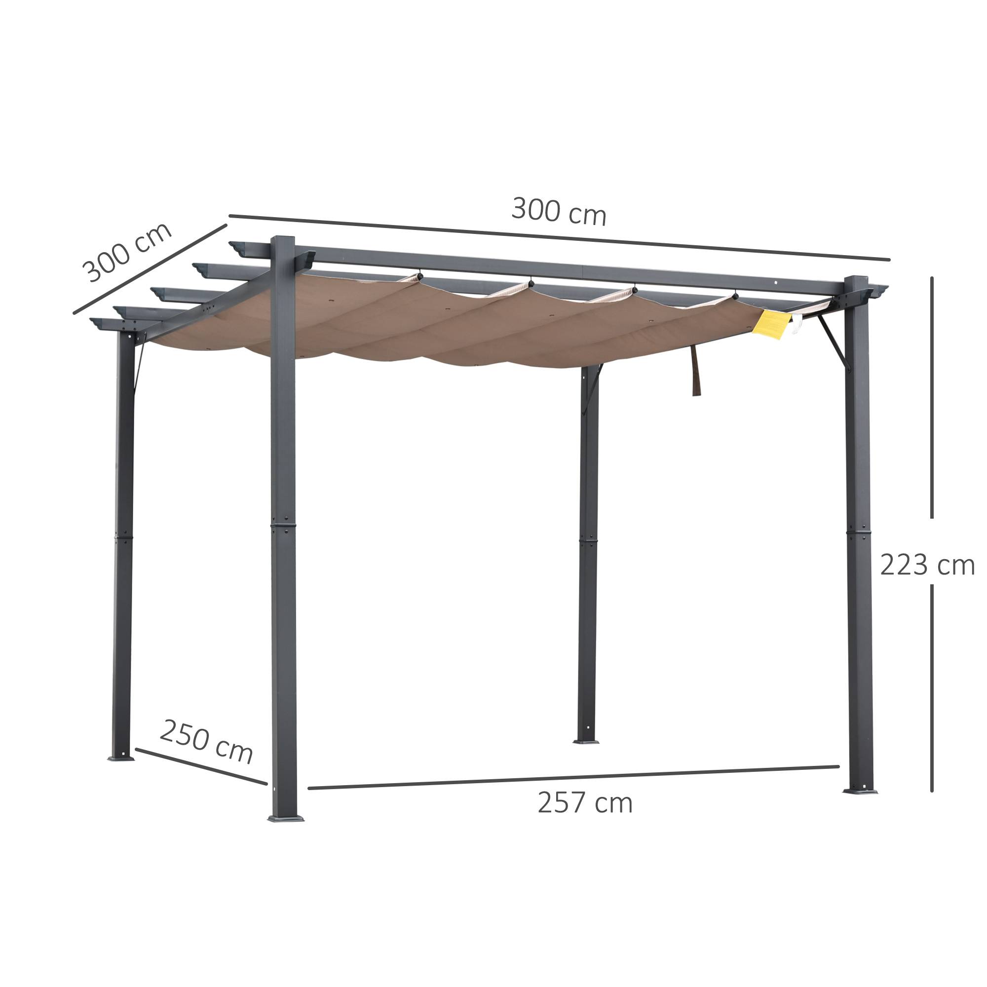 Pergola de Jardin Aluminium Terrasse Toit Coulissant Anti-UV 3x3m Gris - ComfortXL Outdoor Living - Image 5