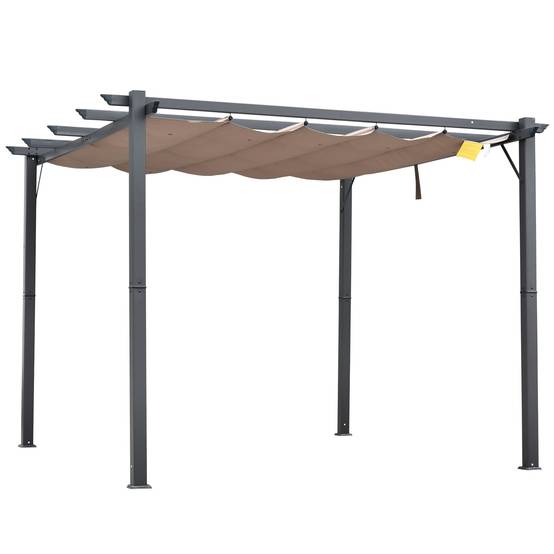 Pergola de Jardin Aluminium Terrasse Toit Coulissant Anti-UV 3x3m Gris - ComfortXL Outdoor Living - Image 1