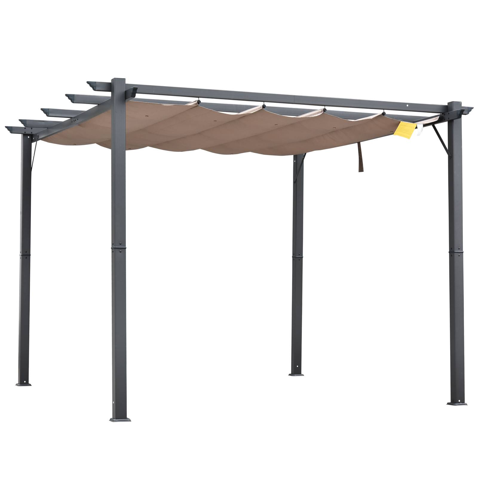 Pergola de Jardin Aluminium Terrasse Toit Coulissant Anti-UV 3x3m Gris - ComfortXL Outdoor Living - Image 1