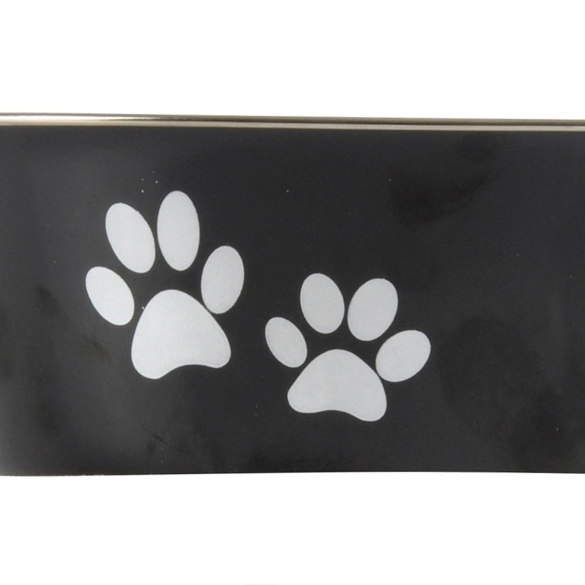 Love Story - Gamelle pour Chien & Chat "Motifs Pattes" 21cm Noir - Image 2