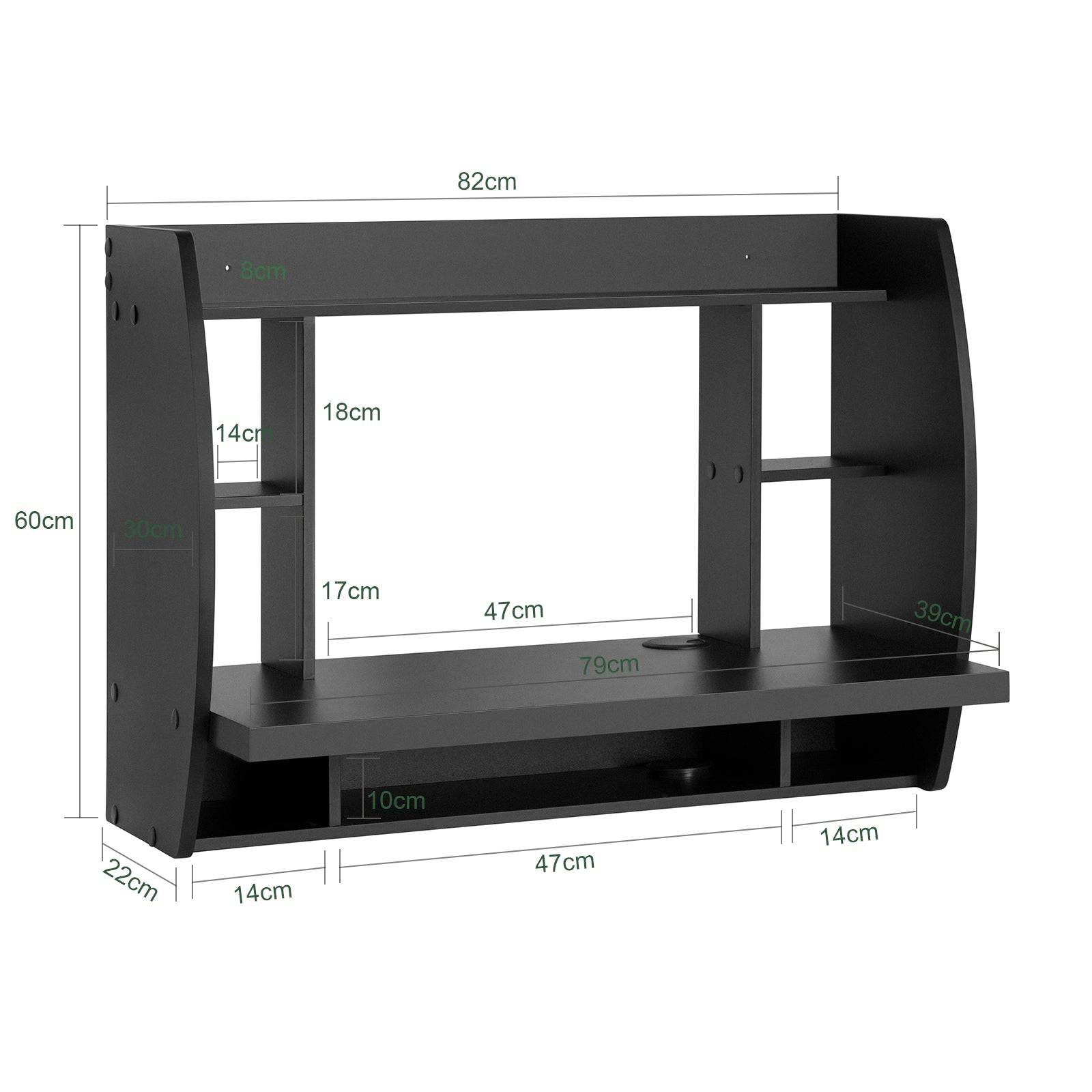 SoBuy Table Murale Bureau avec Étagère Intégrée et Armoire de Rangement, Fonctionnelle et Moderne, Noir, Modèle FWT18-Sch - Image 3
