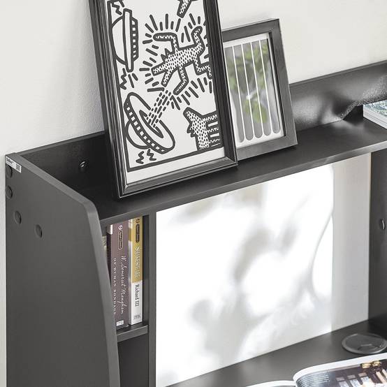 SoBuy Table Murale Bureau avec Étagère Intégrée et Armoire de Rangement, Fonctionnelle et Moderne, Noir, Modèle FWT18-Sch - Image 7