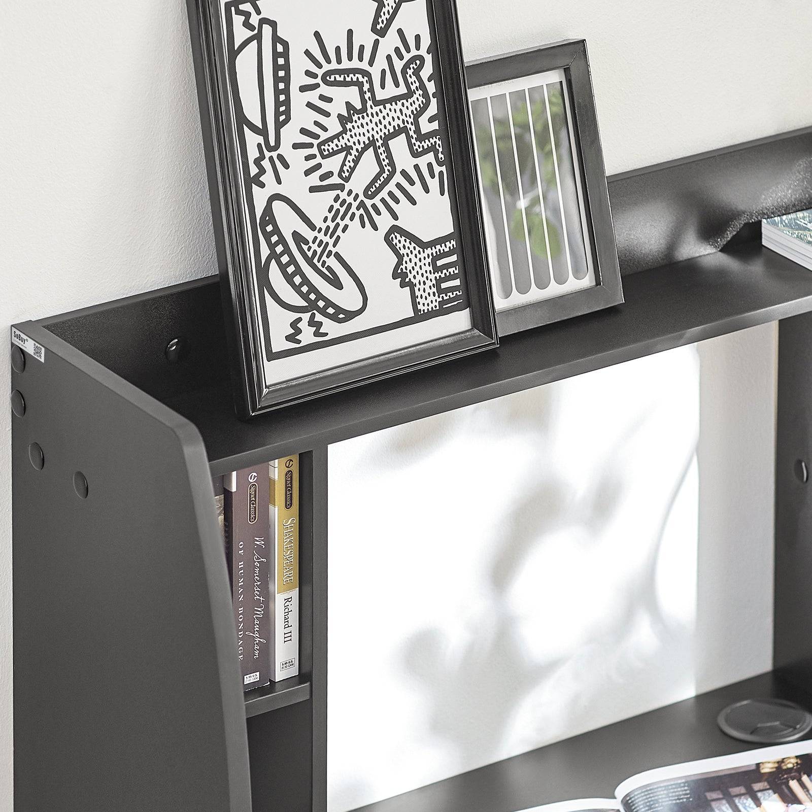 SoBuy Table Murale Bureau avec Étagère Intégrée et Armoire de Rangement, Fonctionnelle et Moderne, Noir, Modèle FWT18-Sch - Image 7