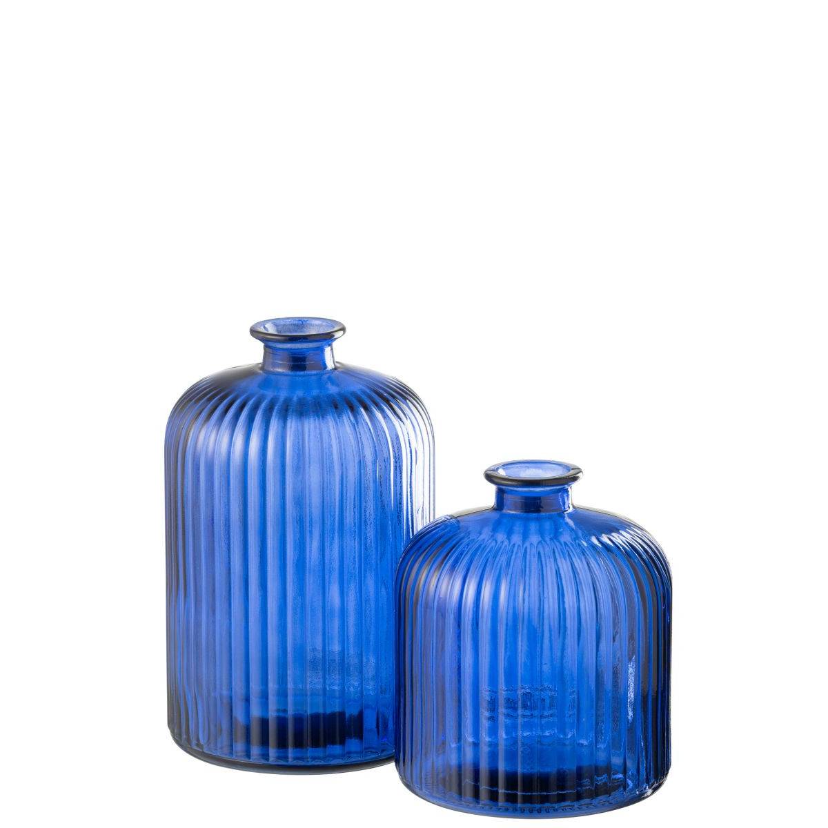 Vase Bouteille en Verre "Stripe" 23cm Bleu - Image 2