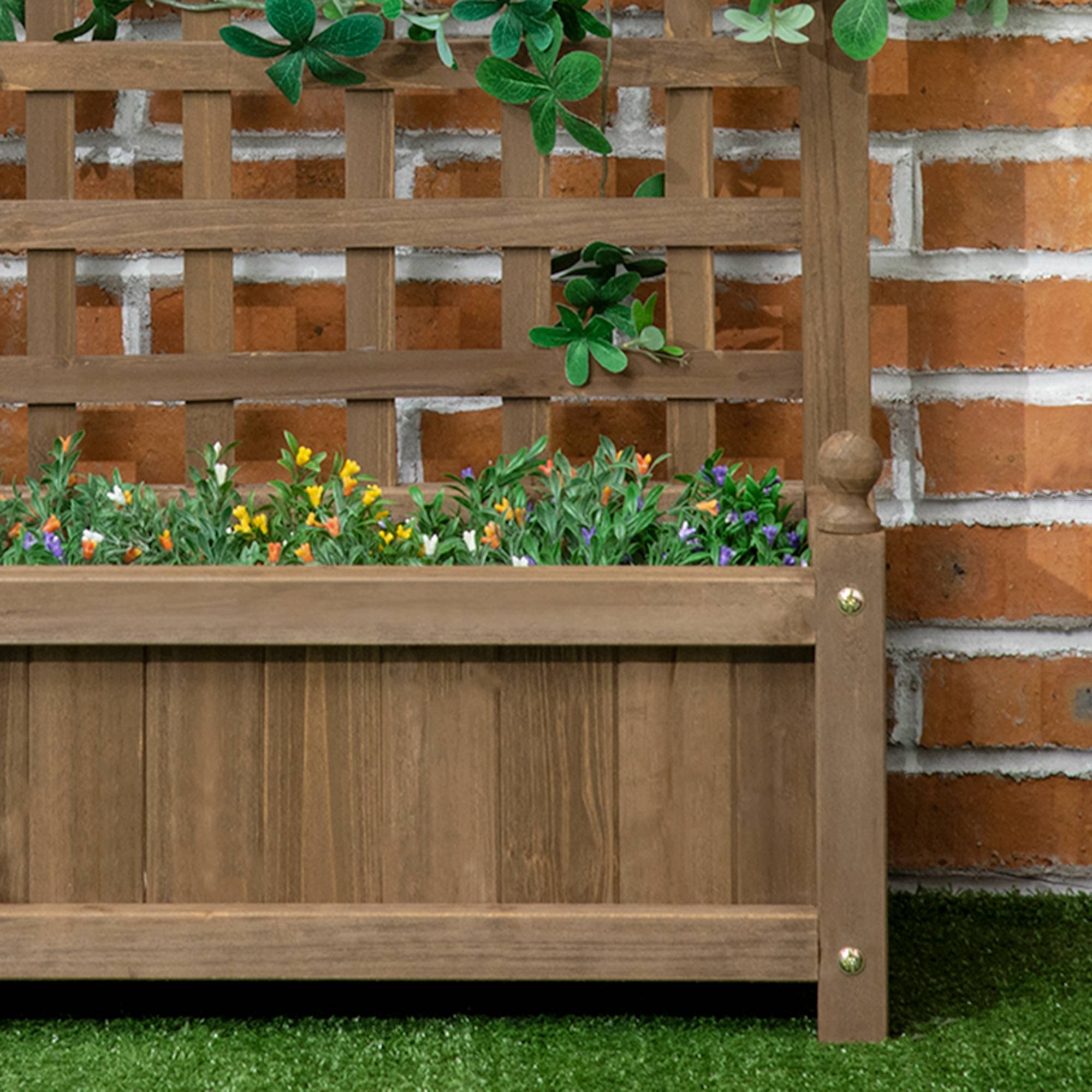 Jardinière avec treillis bois massif naturel 64 x 28 x 75 cm - PANGIVO - Image 10