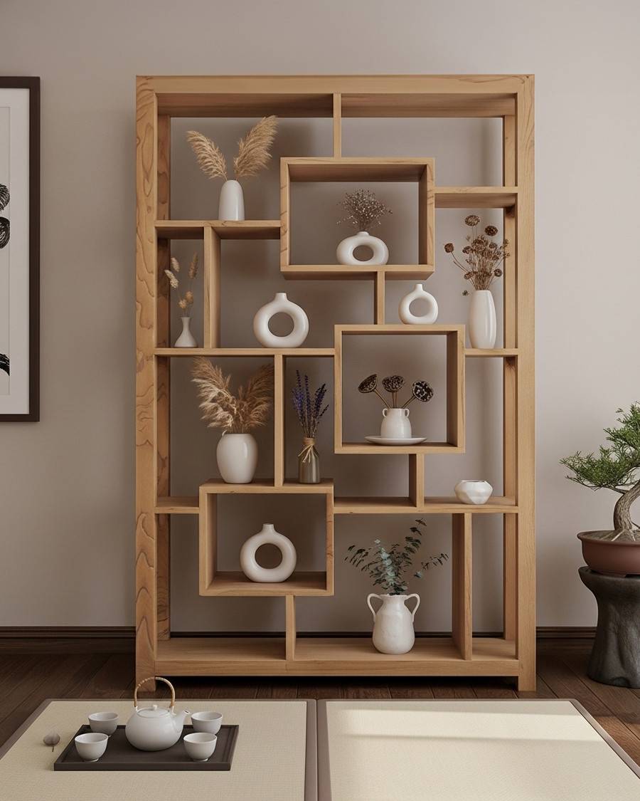 Maze - Étagère en bois massif de Teck - UNIQKA - Imagen 2