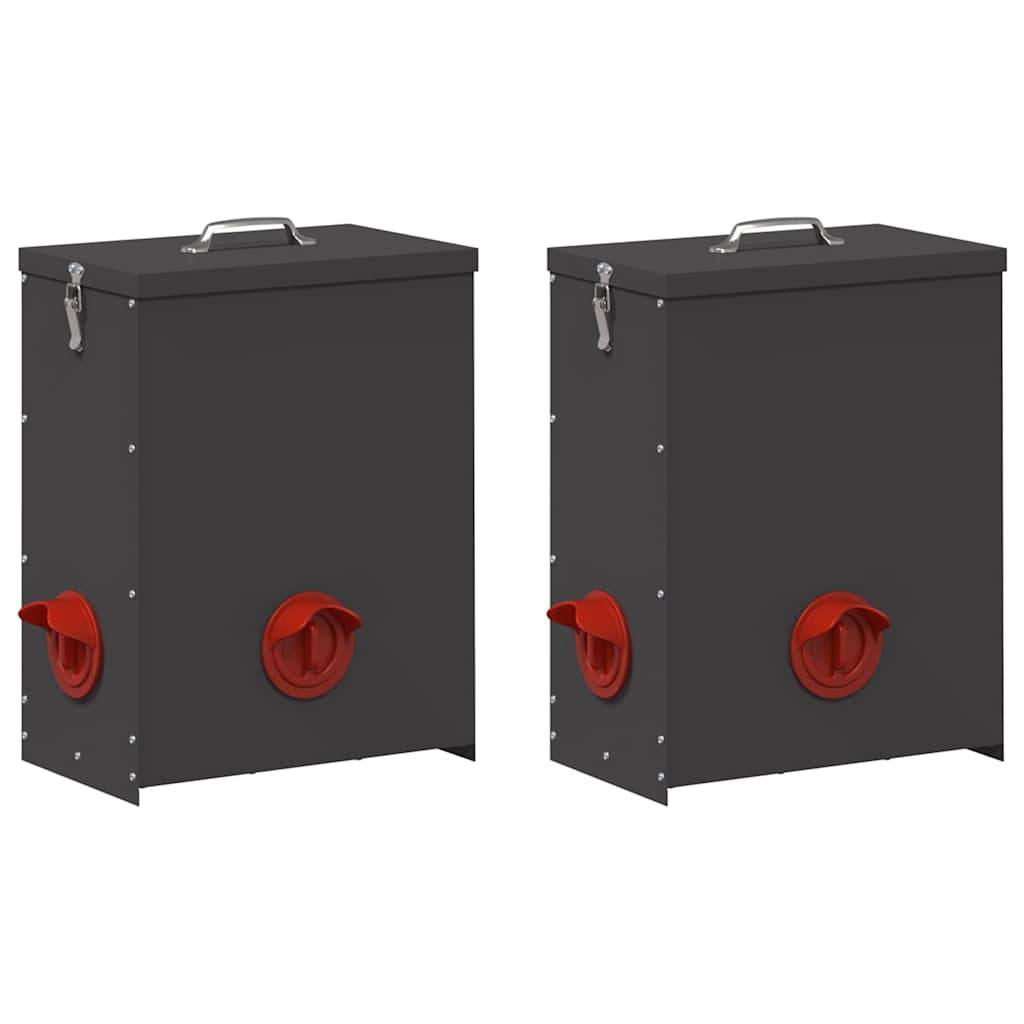 Lot de 2 Grandes Mangeoires Acier Poule 25kg Noir - ComfortXL Outdoor Living - Image 2